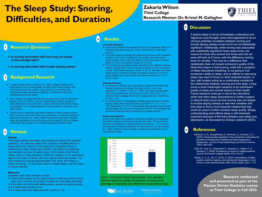 A poster presenting a study on sleep patterns.